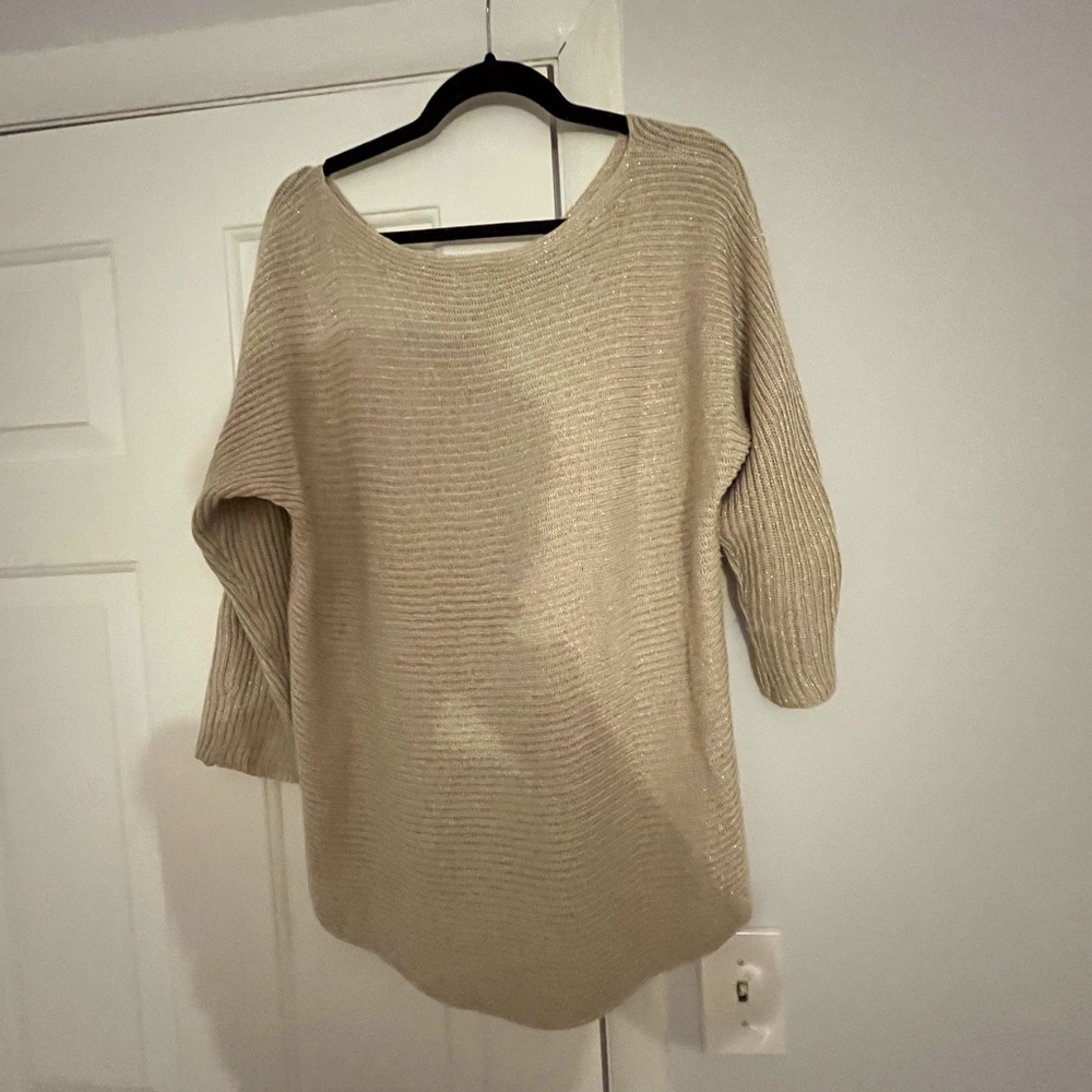 New York & Company Beige Scoop Neck Sweater